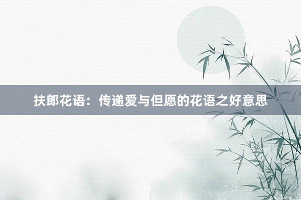 扶郎花语：传递爱与但愿的花语之好意思